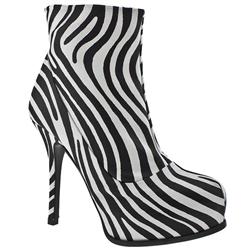 Schuh Female Pandora Platform Zebra Leather Upper in White and Black