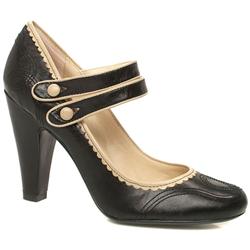 Schuh Female Scarlett Dbl Button Bar Leather Upper Evening in Black, Brown