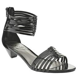 Schuh Female Sol Strippy Back Zip Manmade Upper Low Heel Shoes in Black, Gold