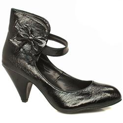 Schuh Female Sugar High Side Bow Patent Upper Low Heel in Black