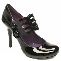 Schuh Female Tauro Cut Out Bar Court Patent Upper Evening in Black, Red