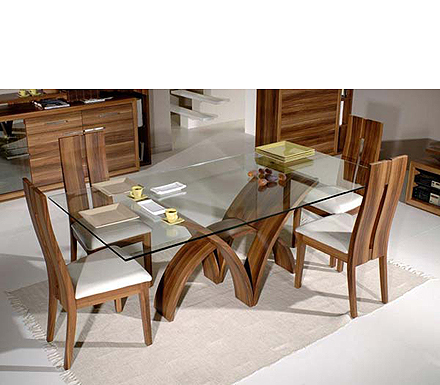 Adeline Rectangular Dining Table with Glass Top