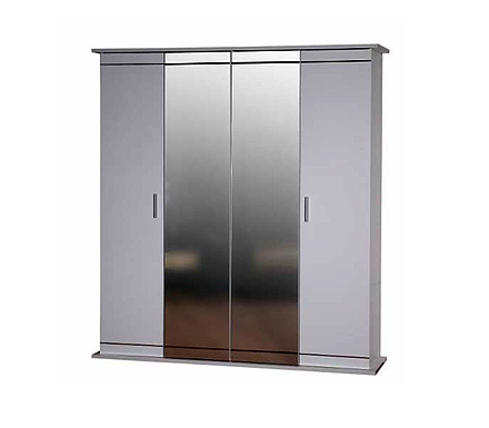 Sciae Moon High Gloss White 4 Door Mirrored Wardrobe