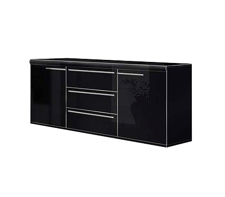 Sylvie High Gloss Black 2 Door Sideboard