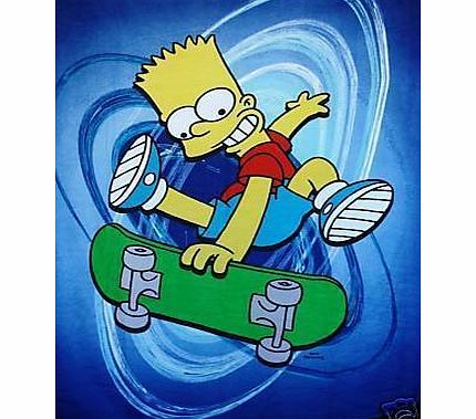 Scorewell THE SIMPSONS ``BART SKATEBOARD`` FLEECE BLANKET BEDDING BED THROW