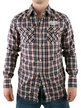 Navy/Red Long Sleeve Check Shirt