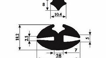 Seal Rubber Window seal rubber 5 X 2.5 MM UNIVERSAL for car, boat, metal door, electric board, train, caravan, camper, motorhome and heavy equipment (per metre) - filler strip included