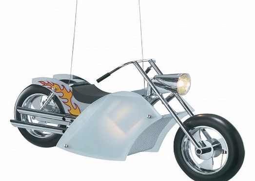 Searchlight Monaco Motorbike ceiling pendant childrens light (7700, satin silver)