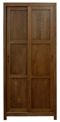 DARK OAK WARDROBE 90CM DOUBLE SLIDING