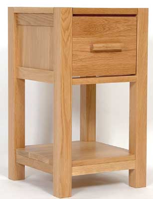 LIGHT OAK BEDSIDE CABINET 1 DRAWER NARROW