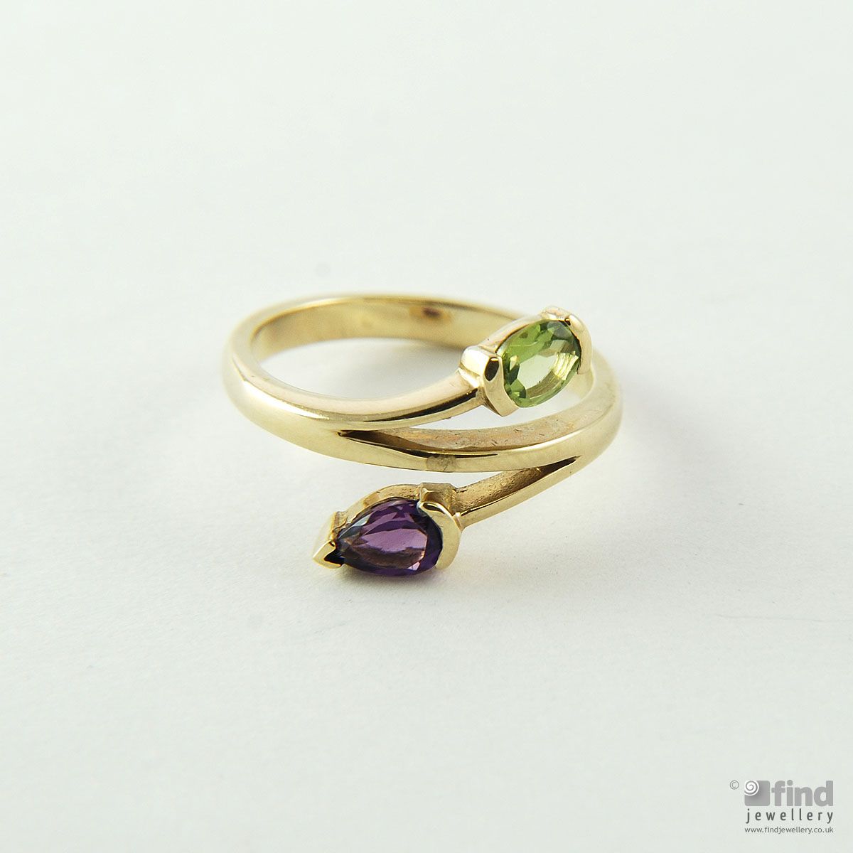 Peridot and Amethyst 9ct Gold Ring