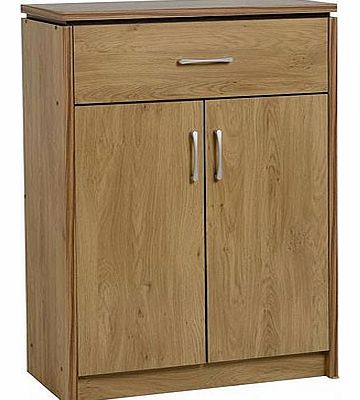 2 Door 1 Drawer Shoe Cabinet in Oak Finish