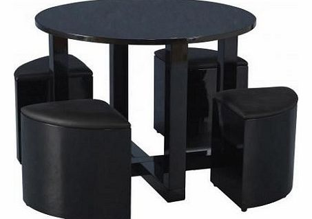 Seconique Black Charisma Stowaway Dining Set