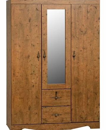 Seconique Cairo 3 Door 2 Drawer Mirrored Wardrobe