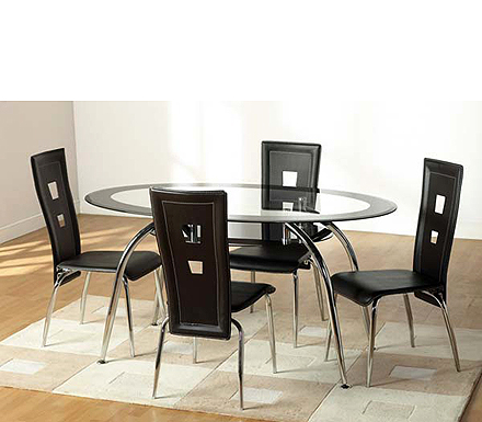 Caravelle Oval Dining Set in Black