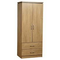 Seconique Charles 2 Door 2 Drawer Wardrobe in Oak