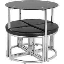 Seconique Grafton Stowaway Black Glass Dining Set