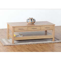 Seconique Oakleigh 3 Drawer Coffee Table - Oak Veneer