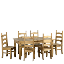 Original Corona Pine Extending Dining Set with 6