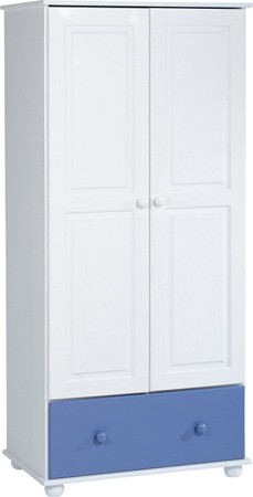 Rainbow 2 Door 1 Drawer Wardrobe - Blue/White