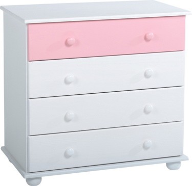 Rainbow 4 Drawer Chest - Pink/White