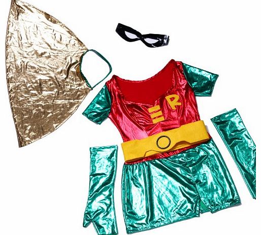 Secret Wishes Ladies Sexy Female Robin Batman Sidekick Fancy Dress Halloween Costume - Medium