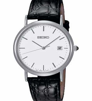 Seiko Mens Black Strap Watch