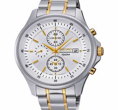 Seiko Mens Two-Tone White Dial Bracelet Watch