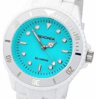 Sekonda Icy Turquoise Dial White Polycarbonate Bracelet Ladies Watch 4612