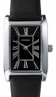 Sekonda Ladies Analogue Roman Numerals Black Leather Casual Strap Watch 4026