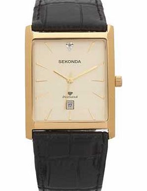 Sekonda Mens Diamond Set Rectangular Dial Watch