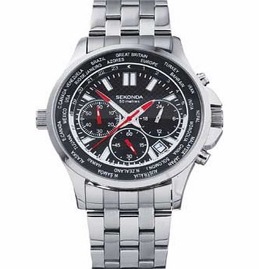 Sekonda Mens World Timer Chronograph Bracelet