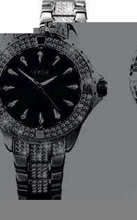 Seksy Ladies Silver Black Dial Watch.