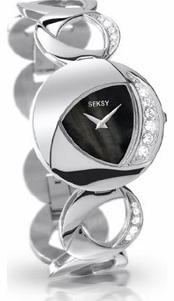 Wrist Wear by Sekonda Womens Quartz Watch with Black Mother of Pearl Dial Analogue Display and Silver Stainless Steel Bracelet 4445