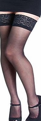 Sentelegri Exclusive Hold-ups by Sentelegri ``SOPHIE`` -20 Denier - 9cm Deep Lace Top (XS/S, Black)