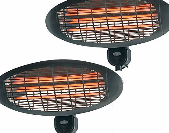 Sentik Set of 2 - Sentik 2000W Wall Mounted Quartz Patio Heaters - 3 Power Settings