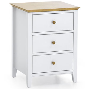 , Grace, 3 Drawer Bedside Table - Opal White