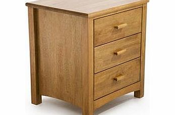 Serene Eleanor 3 Drawer Bedside Table - Oak