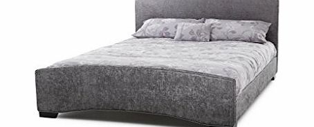 Serene Furnishings Anastasia Upholstered Bedstead - Crocodile Print - Steel - Double - Ebony Foot Colour