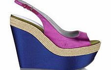 Blue slingback wedges