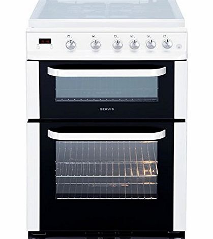 Servis DG60W 600mm Double Gas Cooker Minute Minder White