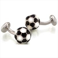 Silver Round Football Cufflinks by