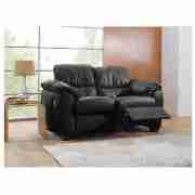 Seville Regular Leather Recliner Sofa, Black