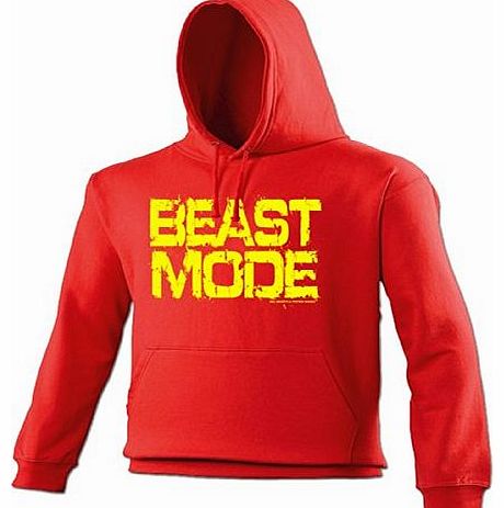 BEAST MODE (XL - RED) NEW PREMIUM HOODIE - slogan funny clothing joke novelty vintage retro top mens ladies girl boy sweatshirt men women hoody hoodies fashion urban cool geek shirt geek gym sex weigh