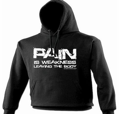 PAIN WEAKNESS (M - BLACK) NEW PREMIUM HOODIE - slogan funny clothing joke novelty vintage retro top mens ladies girl boy sweatshirt men women hoody hoodies fashion urban cool geek shirt weight gym tra