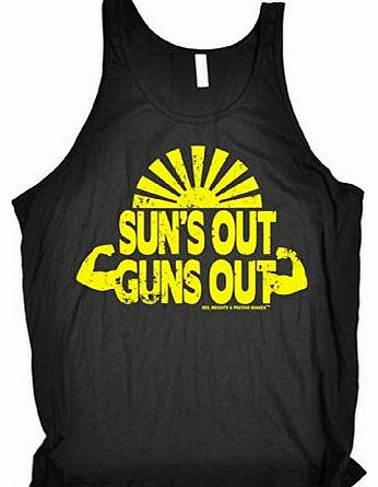 SUNS OUT GUNS OUT (XXL - BLACK) NEW PREMIUM TANK VEST TOP (BE104) - Slogan Funny Clothing Joke Novelty Vintage retro Mens Men tshirt Tees Tees piceps suns 22 dope street jump swim summer workout sport