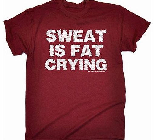 SWEAT IS FAT CRYING (M - MAROON) NEW PREMIUM LOOSE FIT BAGGY T-SHIRT - slogan funny clothing joke novelty vintage retro t shirt top mens ladies womens girl boy men women tshirt tees tee t-shirts shirt