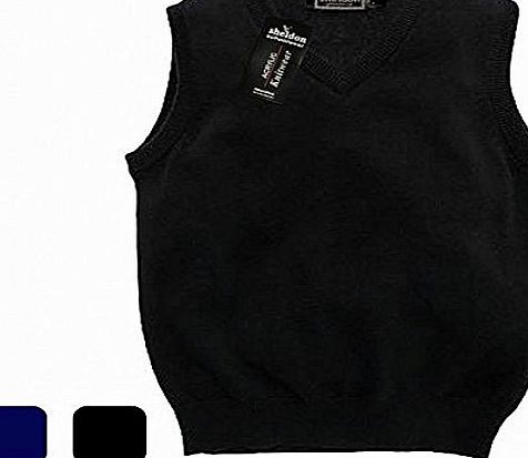 Sheldon Boys V Neck Tank Top Sleeveless Jumper - Colours: Black amp; Navy - Sizes : 30-40