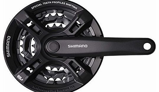 Shimano Tourney/TY M171 170W/CG Chain Set with Guard - Black, 48/38/28 Teeth