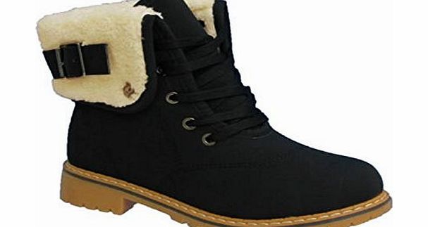 Shop Online LADIES WOMENS ARMY COMBAT FLAT GRIP SOLE FUR LINED LACE UP WINTER ANKLE BOOTS SHOES SIZE (UK 6 / EU 39 / US 8, Camel)